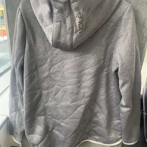 Lolë light grey hooded cardi-jackett with an asymmetrical front zipper size L - Picture 12 of 14
